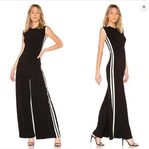 Norma Kamali Side Stripe Black Wide-Leg Jumpsuit